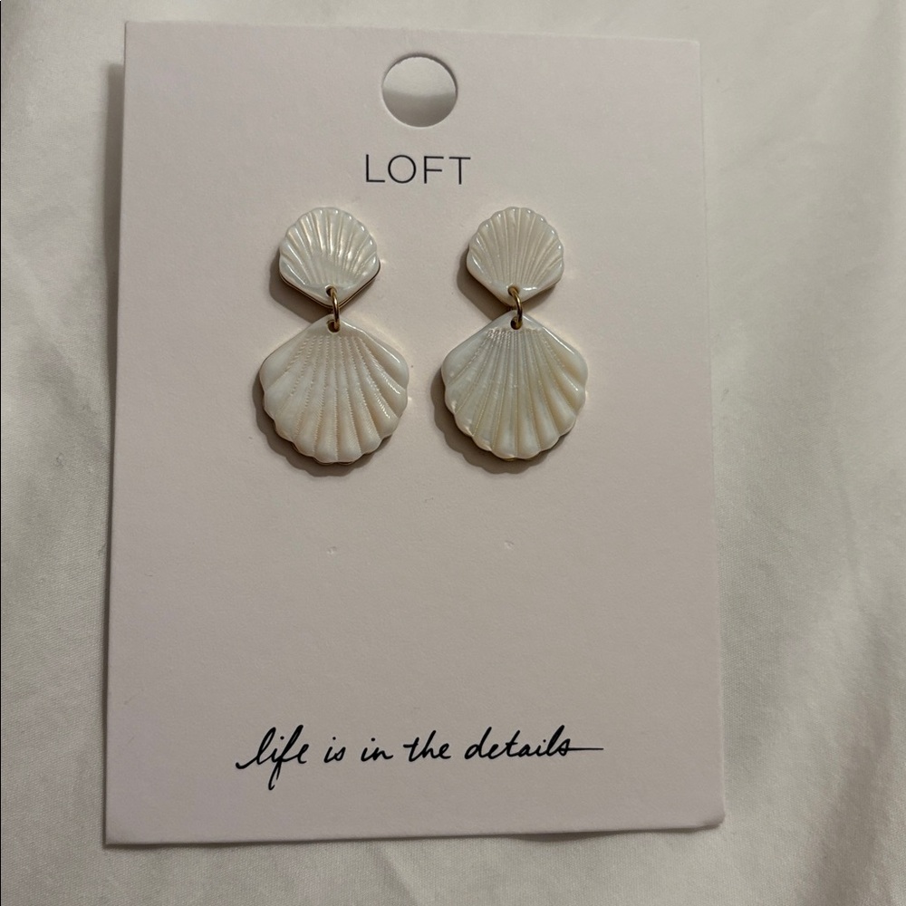 LOFT Pearlescent Shell Drop Earrings in White